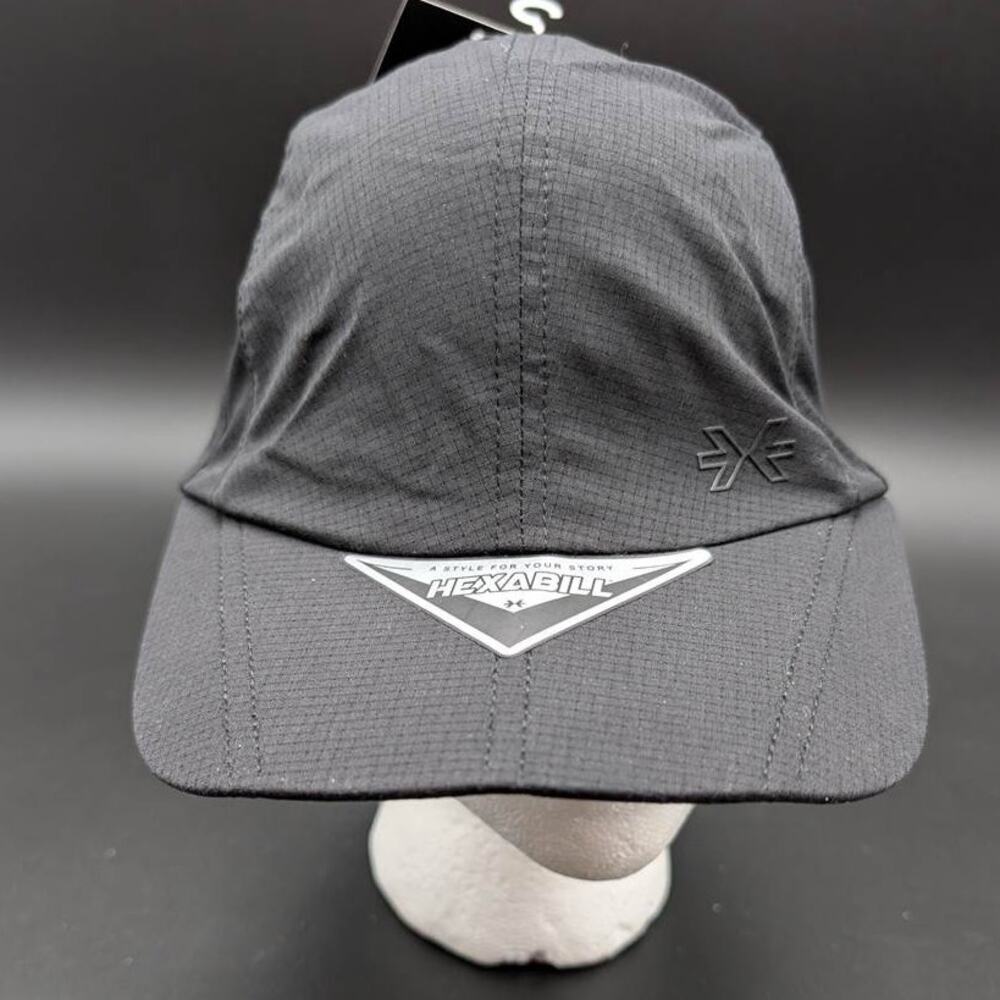 Hexabill Hat Cap Running Black Unstructured Adjustable One Touch Buckle Strap